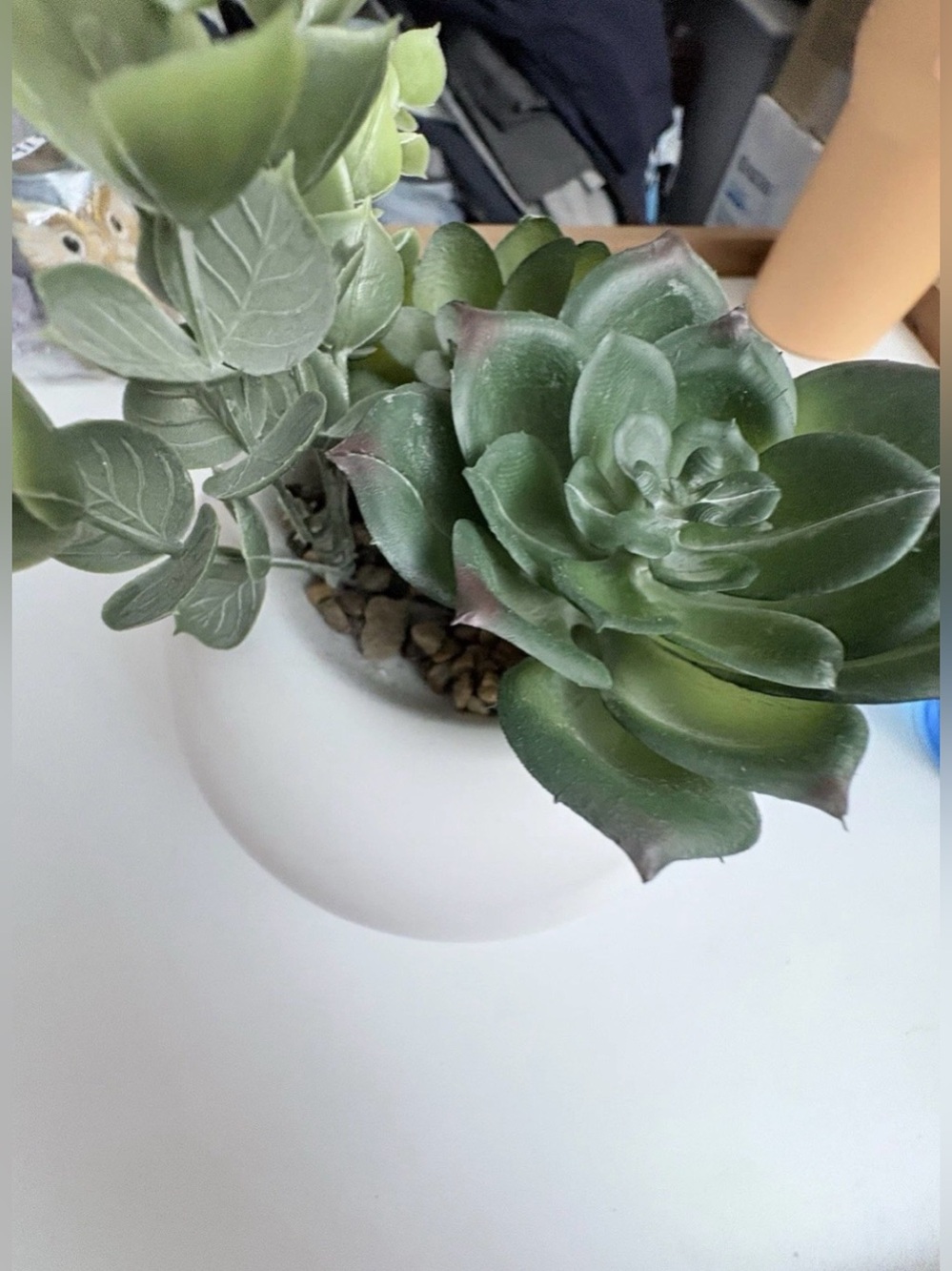 🔥🏷️UBrands Faux SucculentsDecor Round White Planter Perfect For Home Office